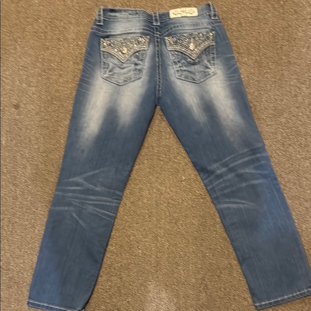 Miss Me Denim Straight Jeans with Embellished Back Pockets